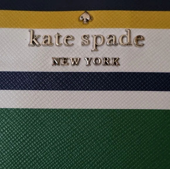 Kate Spade Multi-Color Striped Saffiano Leather Compact Wallet - Picture 2 of 6